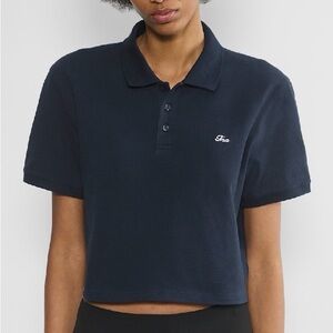 Aritzia TNA Fairway Polo T-Shirt Navy Blue Size XXS